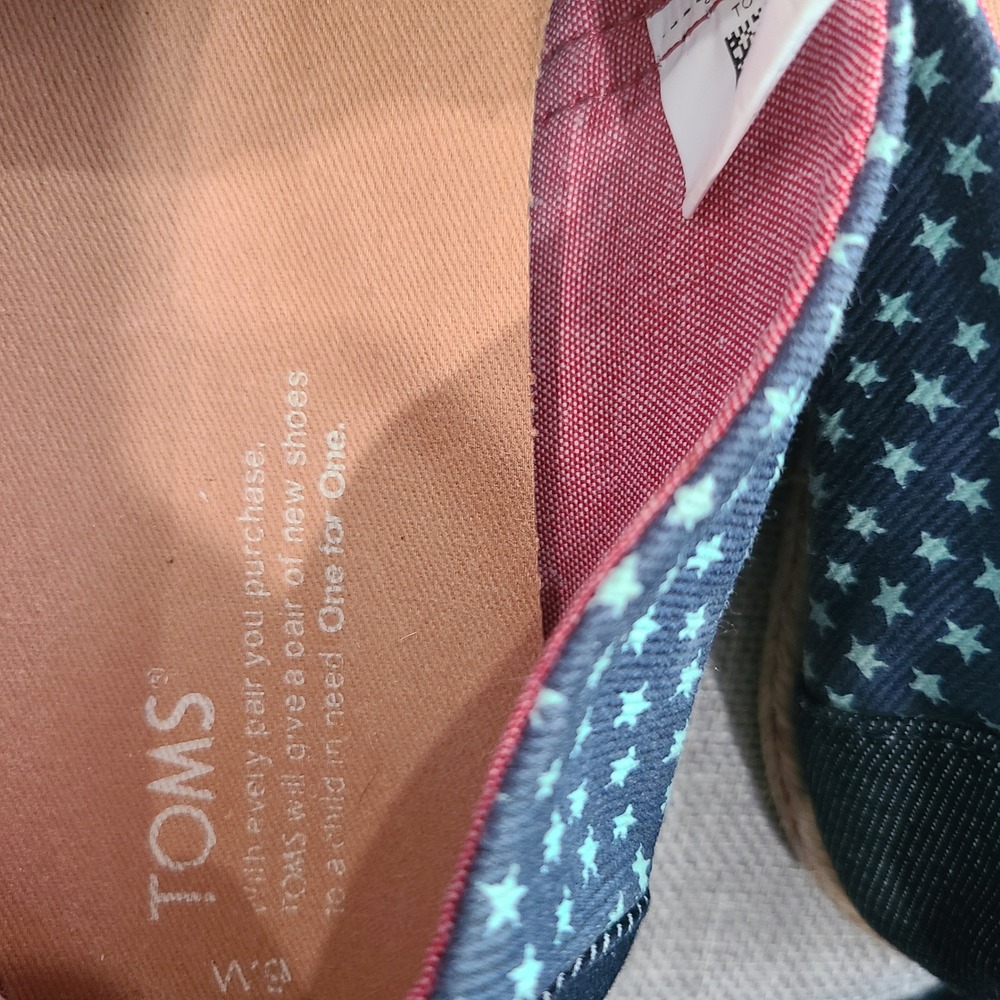 TOMS Alpargata Blue Denim Mint Green Star Print Slip On Shoes Womens‎ 9 - Picture 10 of 15